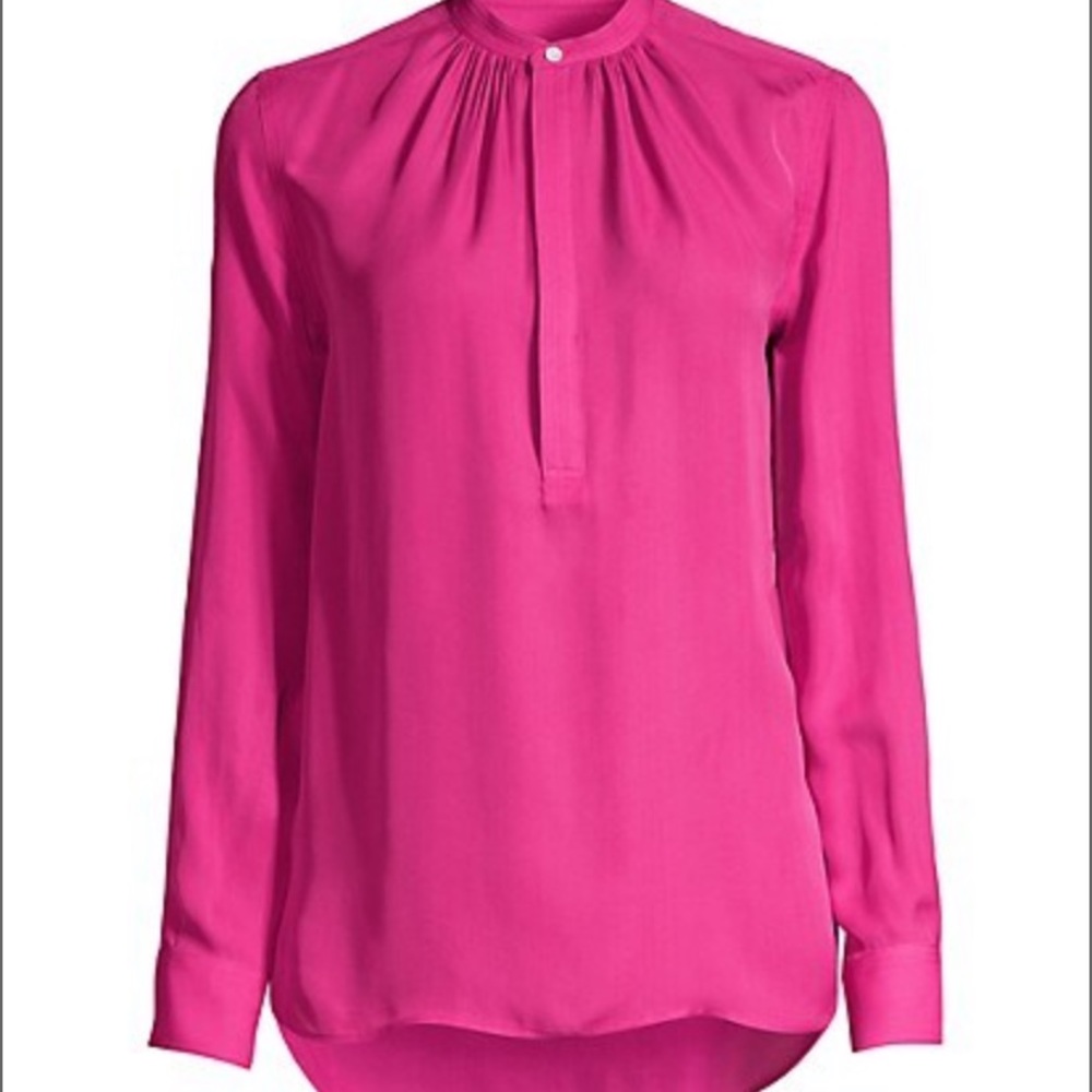 Polo Ralph Lauren Mandarin Collar Silk Blouse